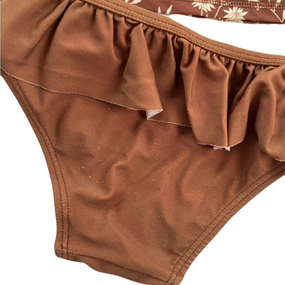Rylee + Cru Brown Floral Kids Swimsuit Set - Picture 2 of 2
